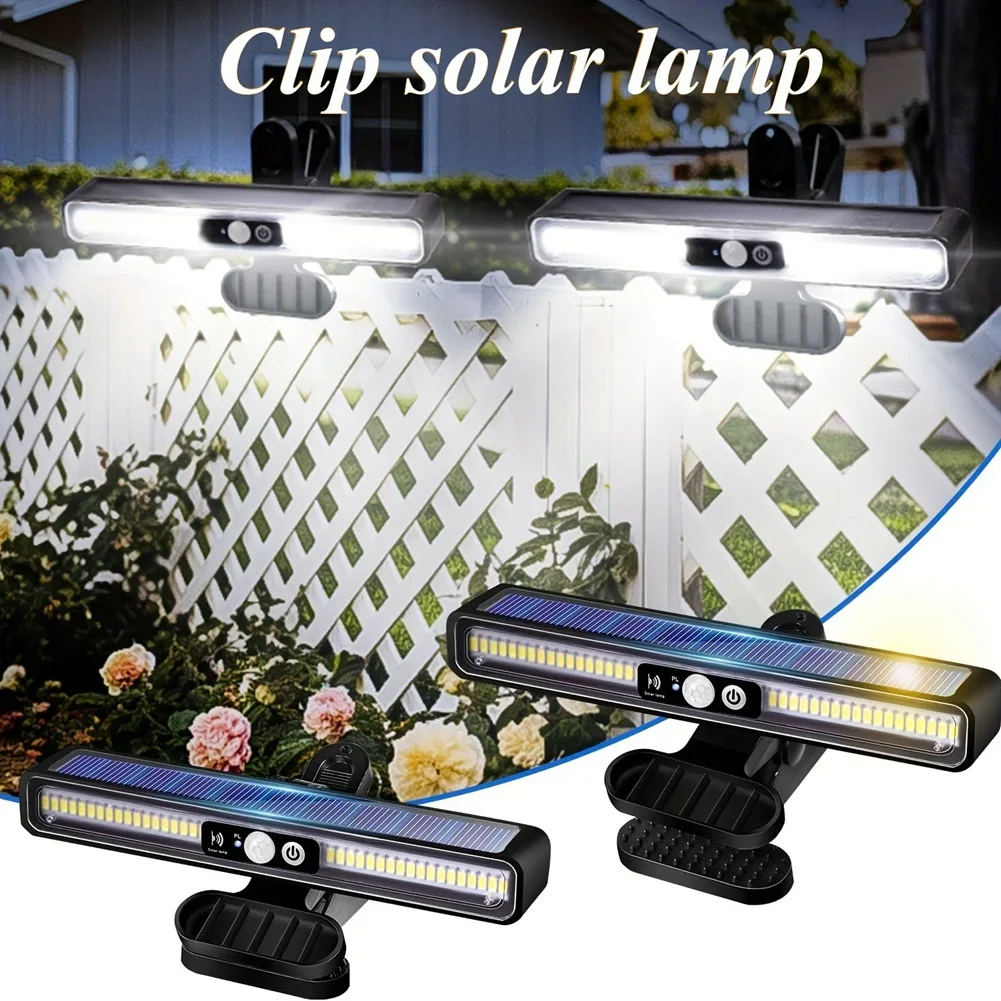 

BYBS-Clip On Solar Motion Lights Outdoor 2 Pack Fence Lights Outside For Fence Garage Camping