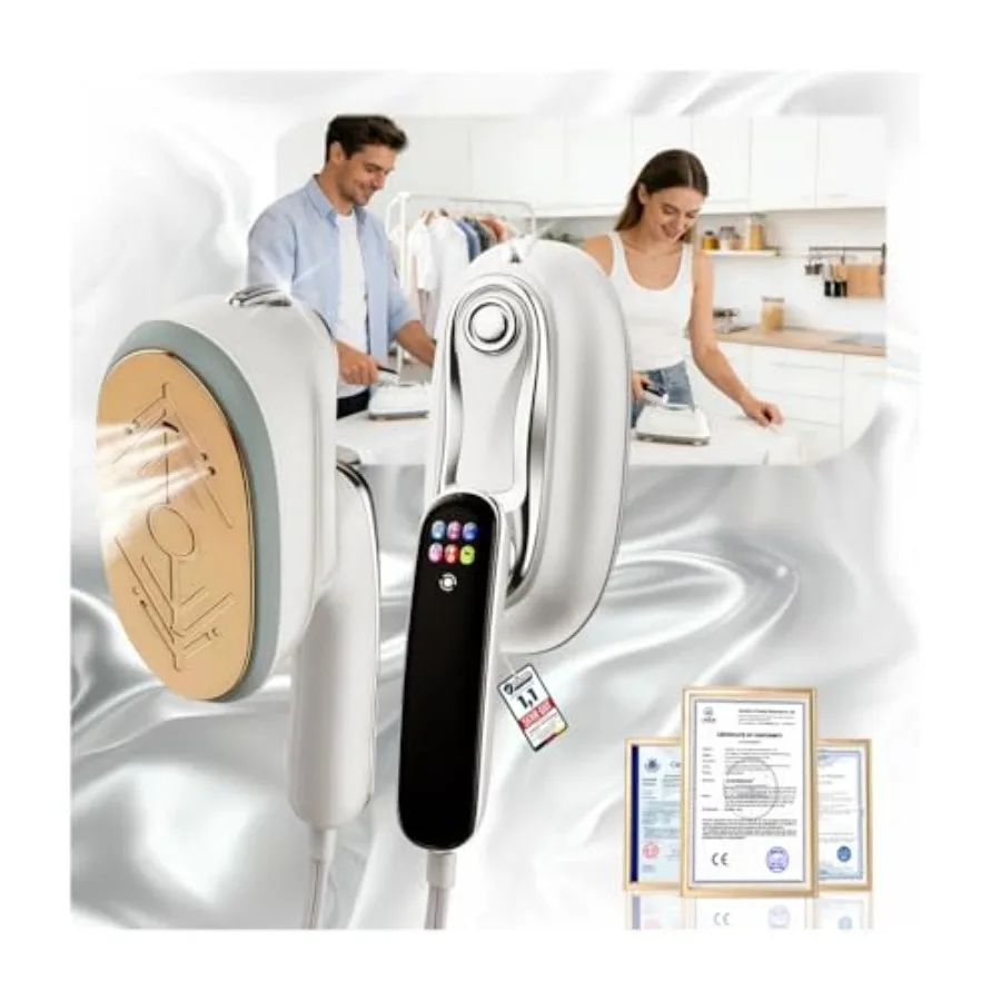 

Travel Steamer for Clothes 1300W High Power with 160mL Tank 10s Heat-Up 110-240V Dual Voltage 180 Rotating Handle 6 Heat Settin