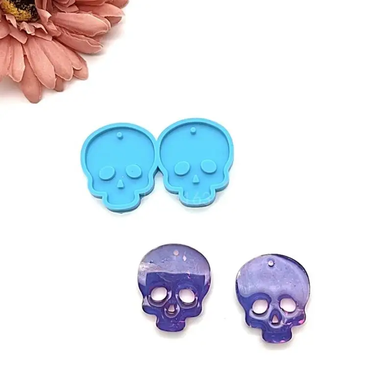 Diy Crystal Epoxy Mold Earrings Pendant Jewelry Mold Hanging Pendant Decoration Web Skull Mirror Silicone Mold