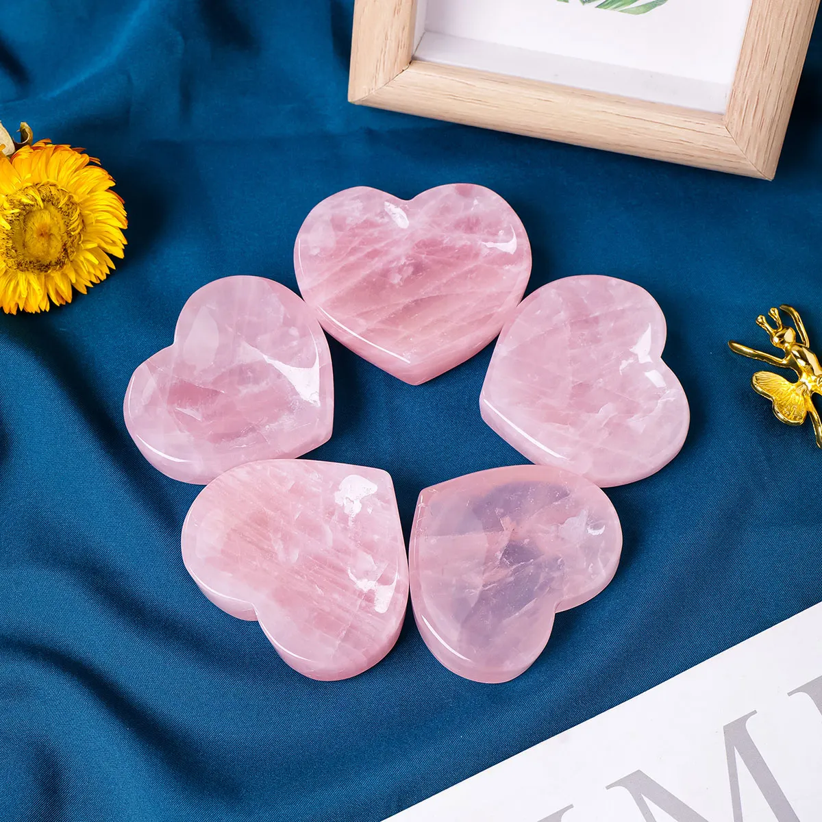 1pc Natural Rose Quartz Love Bowl Polished Demagnetized Meditation Bowl Home Desktop Crafts Decorative Plate Ornament view 5