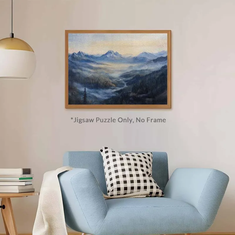Quebra-cabeça de 500 peças para adultos - Vale da montanha, floresta enevoada, padrão de paisagem sereno Quebra-cabeça