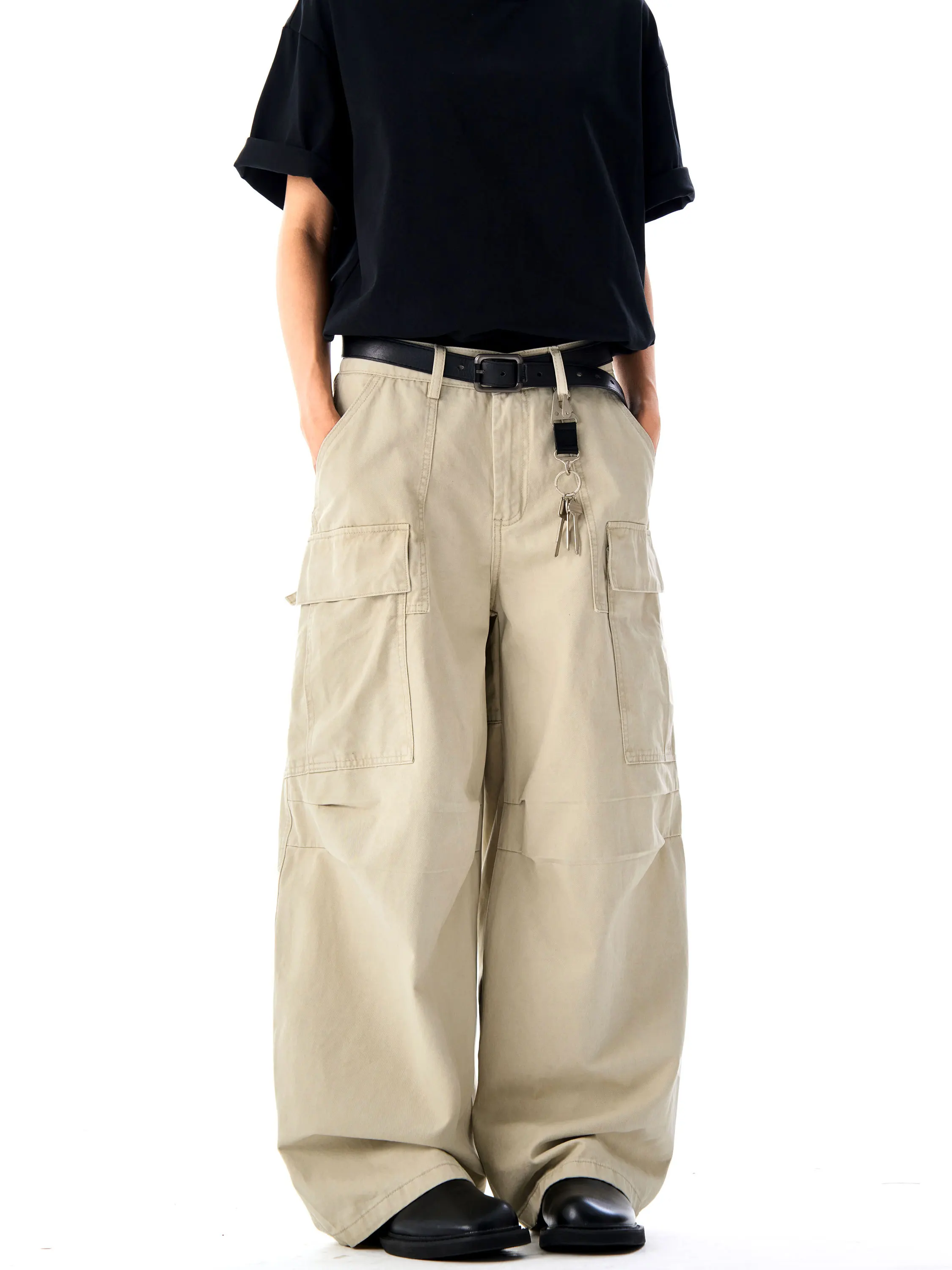 

J LONE повседневные брюки в американском стиле ретро с узором по бокам, мужские свободные широкие рабочие брюки, летние хлопковые джинсы