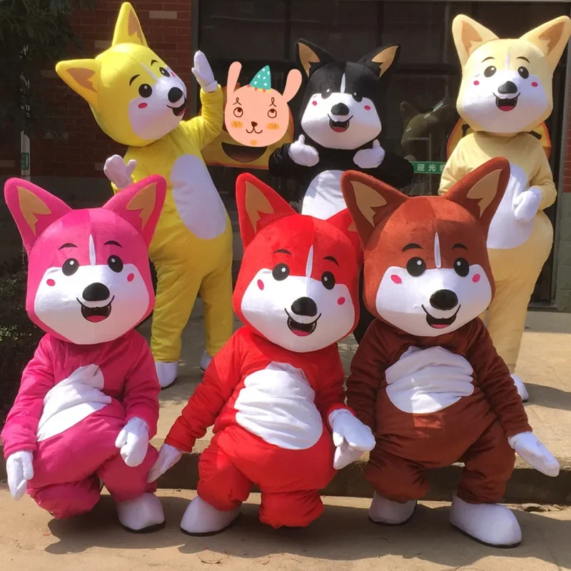 

Dog Mascot Costume Pure Color Fancy Outfit Colorful Dog Dress Adult Size Little Colorful Dog