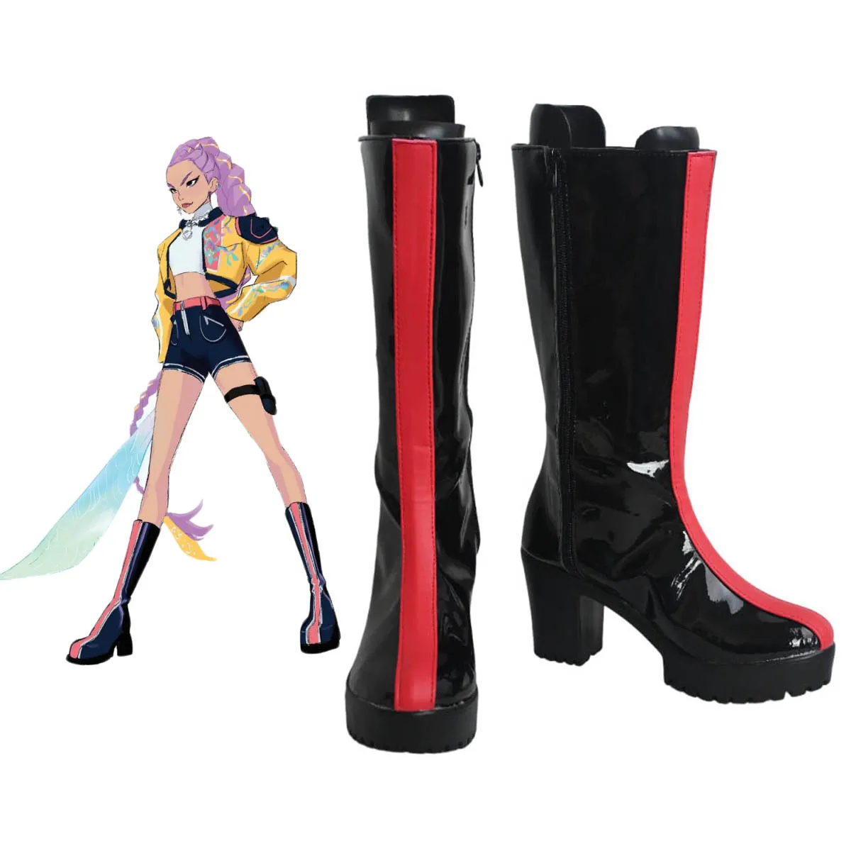 

KPop Demon Hunters Rumi Cosplay Shoes Black Boots Custom Made Any Size