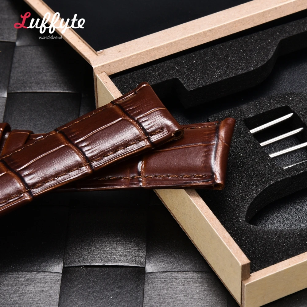 Bambusmaserung Echtleder Armband 18mm 20mm 22mm 24mm Herren Damen Business Kalbsleder Uhrenarmband mit Geschenkbox – Detail 10
