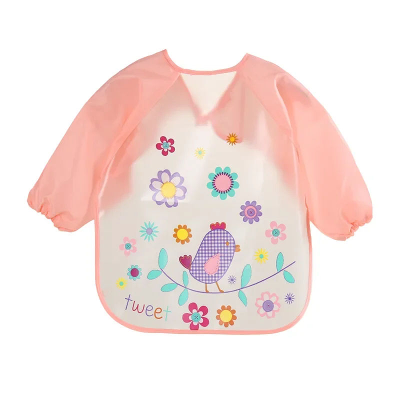 Baby Bibs New Cute Children Baby Stuff Toddler Waterproof Long Sleeve Art Smock Feeding Bib Apron for Kids Accessories 0-3 Years