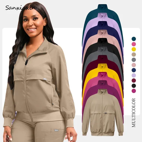 Tops de trabajo médico, chaqueta quirúrgica, abrigo de laboratorio de manga larga Multicolor, Tops de médico y enfermera, prendas de vestir exteriores de alta calidad Unisex