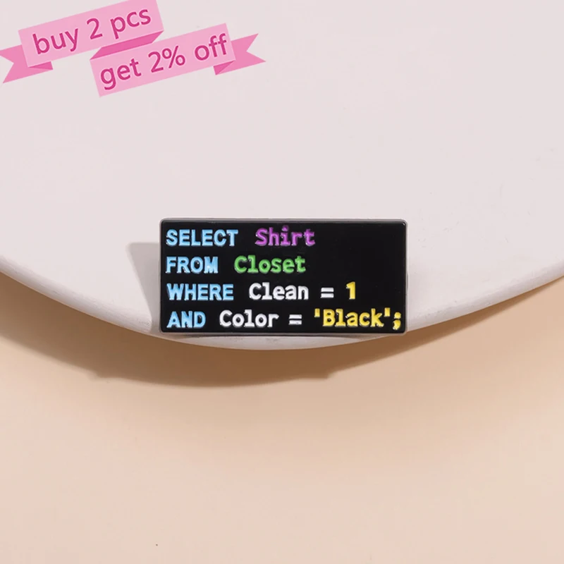 Program Code Enamel Pins Custom Looking for Black Shirt Brooches Lapel Badges Funny Jewelry Gift for Kids Friends