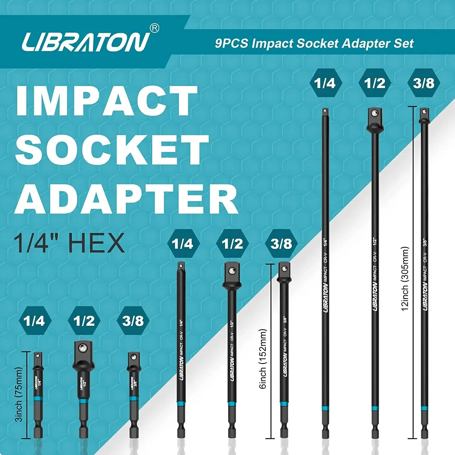 Libraton Impact Grade Socket Adapter Set 3\