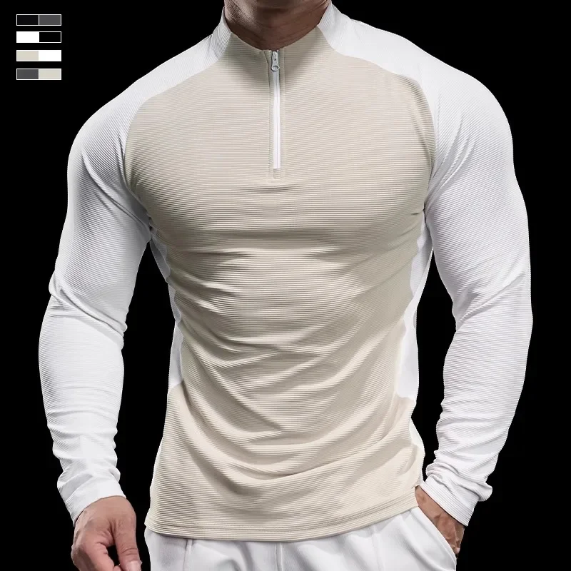 

Men Running Sportswear Gym Fitness Top Autumn Winter Thick Highly Elastic Quick Dry Long-sleeved T-shirt Slim Training Clothes