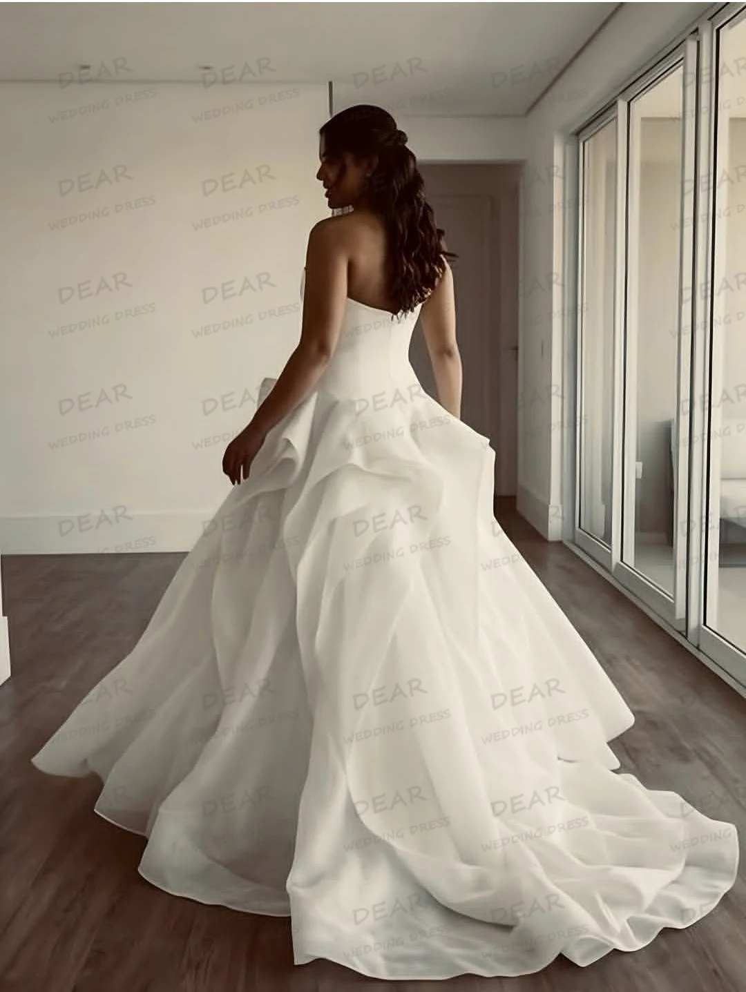 Simple Wedding Dresses Sexy Ruffles Women's A Line Fluffy Bridal Gowns Sleeveless Backless Elegant свадебное платье Customized