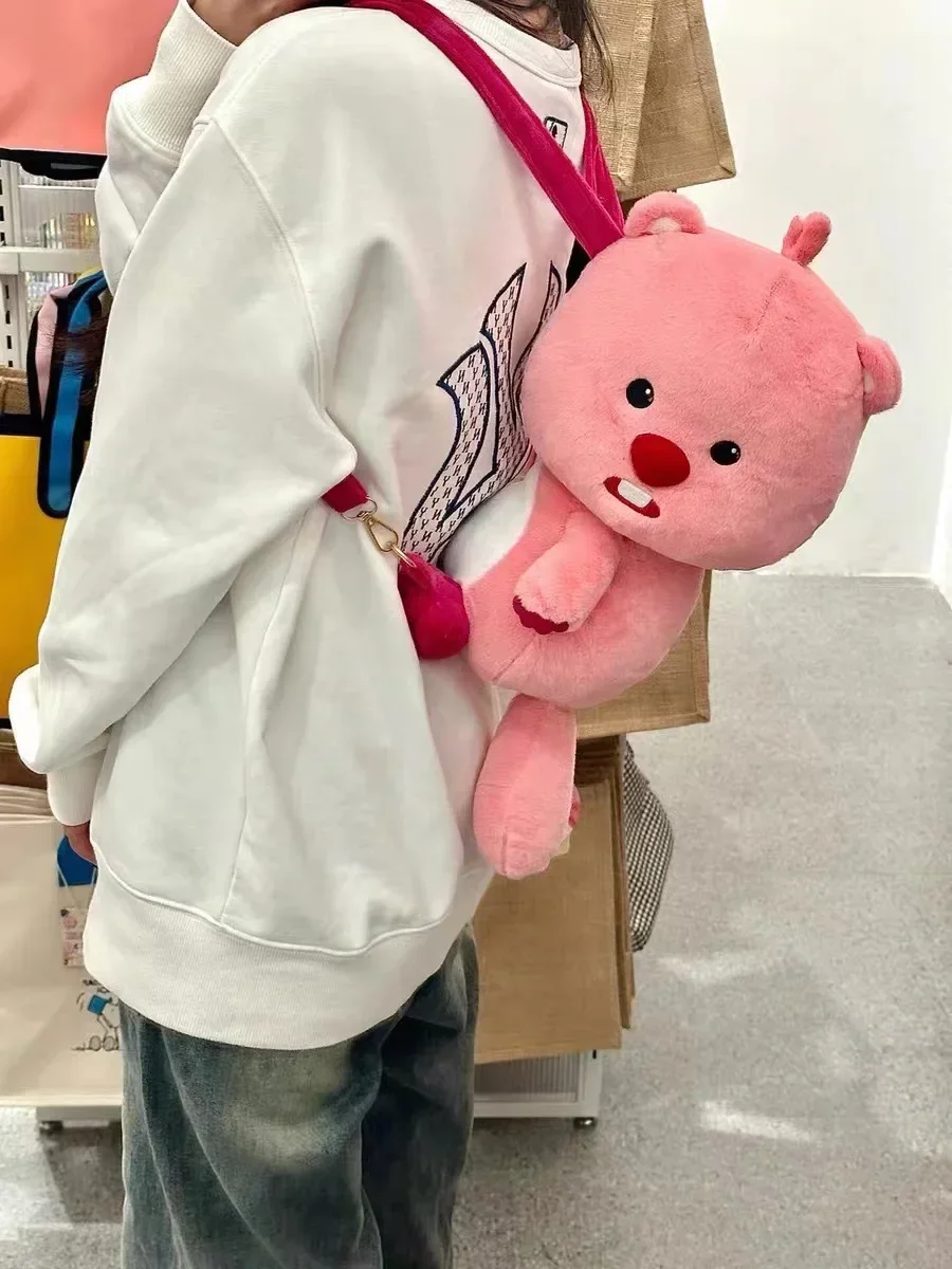 Sac à dos en peluche poupée castor Kawaii, sac de jouet en peluche de dessin animé, cadeau de noël créatif, accessoires d'animation
