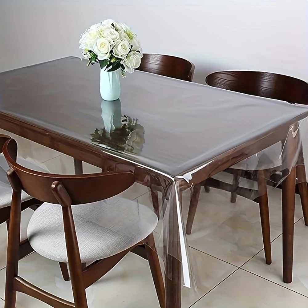 Transparent Square Plastic Tablecloth Protective Sleeve, Waterproof and Oil Proof PEVA Tablecloth