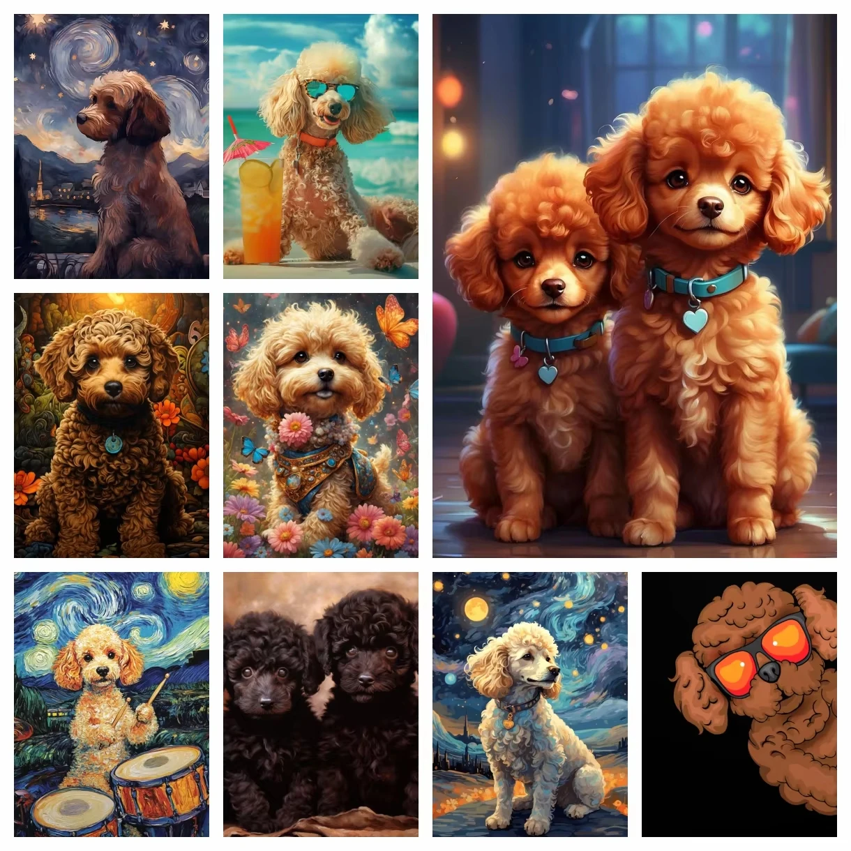 Poodle DIY Likes Diamond Painting Pet Dog Art Portrait 5D Diamond Embroidery Cute Puppy Home Decor Hand Mosaic Crafts Gift