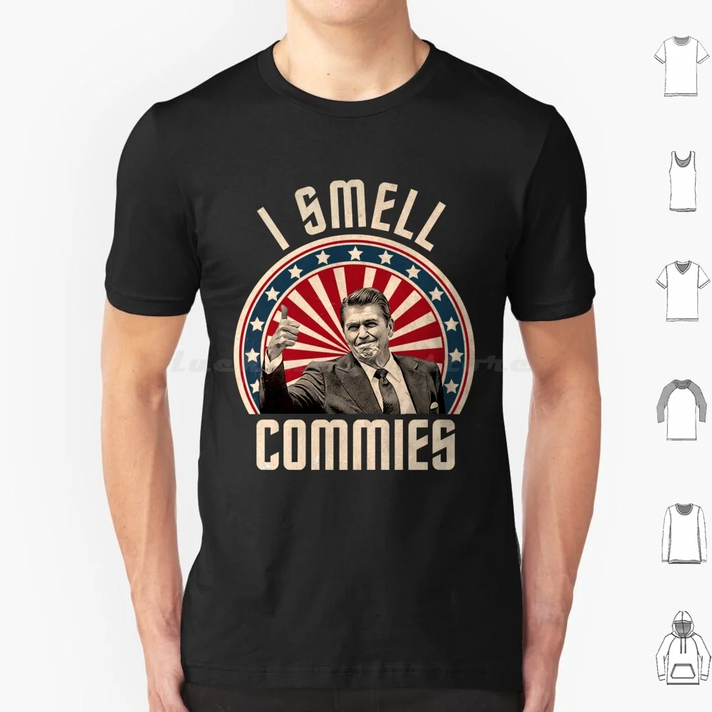 Ronald Reagan I Smell Commies Funny Political Humor T Shirt Big Size 100% Cotton I Smell Commies Ronald Reagan Commies