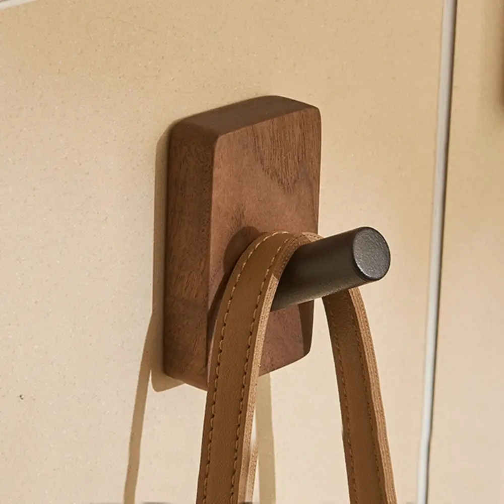 Key Hanger Wall Hanging Solid Wood Hook vintage Rectangle Wood Storage Hook Circular Household