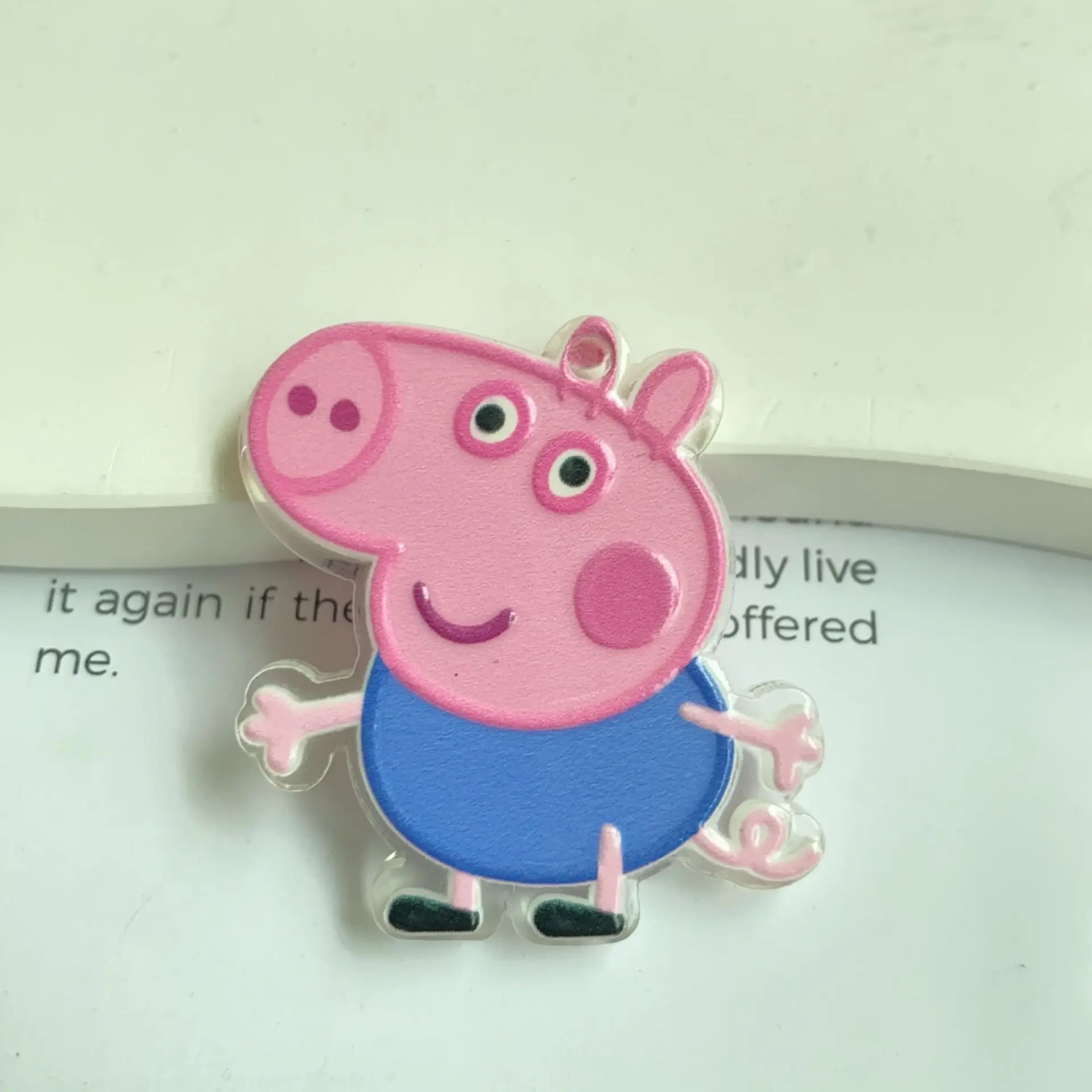 Hanging hole bright oil embossed hanging hole cartoon Peppa Pig chip pendant DIY mobile phone chain key bag hanging accessories - view 4