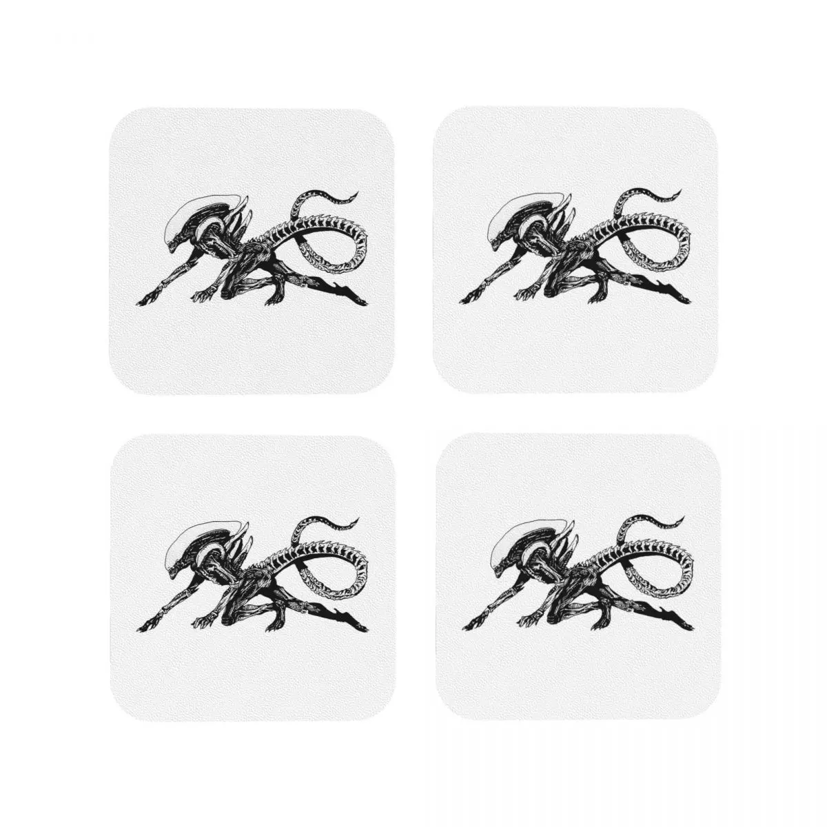 Xenomorph Alien Movie Coasters Kitchen Placemats Waterproof Insulation Cup Coffee Mats For Decor Home Tableware Pads Set of 4