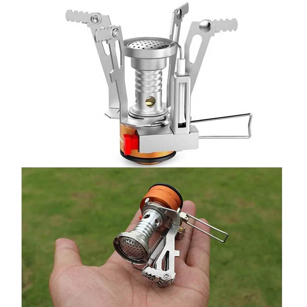 Portable Outdoor Camping Stoves Backpacking Gas Stove with Piezo Ignition Stable Support Wind-Resistance Camp Stove for Cooking