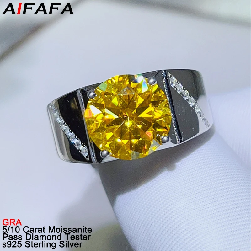 5/10 Carat Moissanite Lab Diamond Rings for Men Women Shiny s925 Silver Moissanita Gemstone Fine Jewelry Pass Diamond Tester GRA