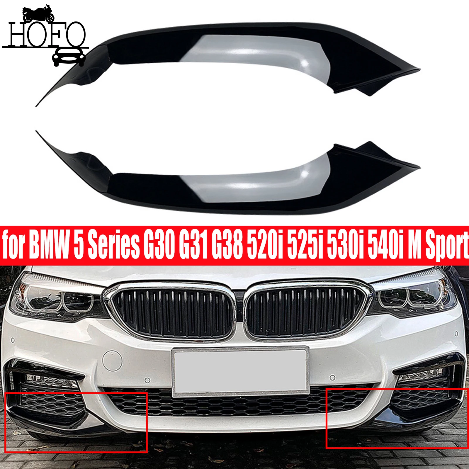 

Front Bumper Lip Splitter 1Pair Spoiler Diffuser Cover for BMW 5 Series G30 G31 G38 520i 525i 530i 540i M Sport 2017-2020