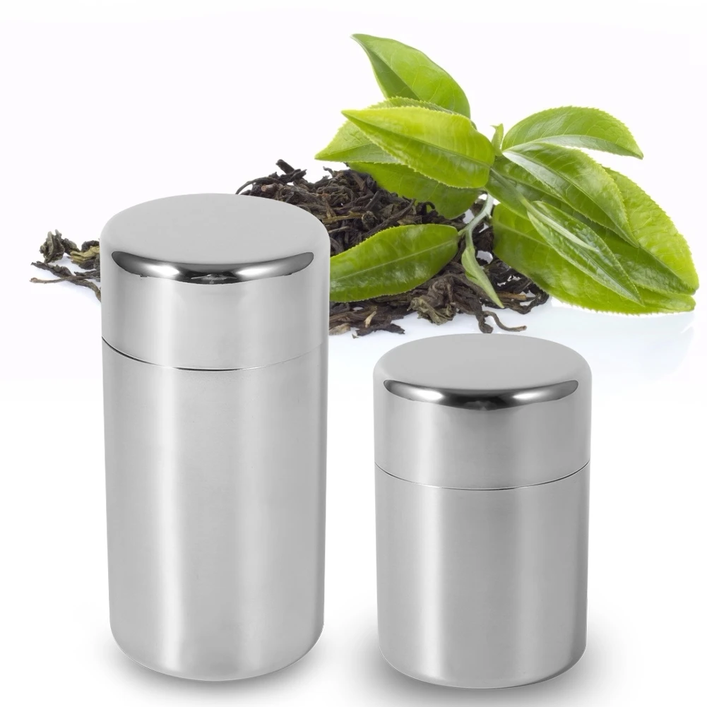 Tea Tins, Tea Can, 304 Stainless Steel Tea Tins Canister Home Kitchen Canisters for Coffee Sugar Storage