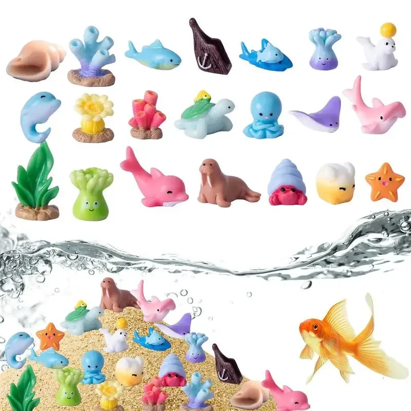 21Pcs Sea Creature Figurines Realistic Resin Colorful Marine Life Figures Bulk Interactive for Party Favors Sea Animals Figures