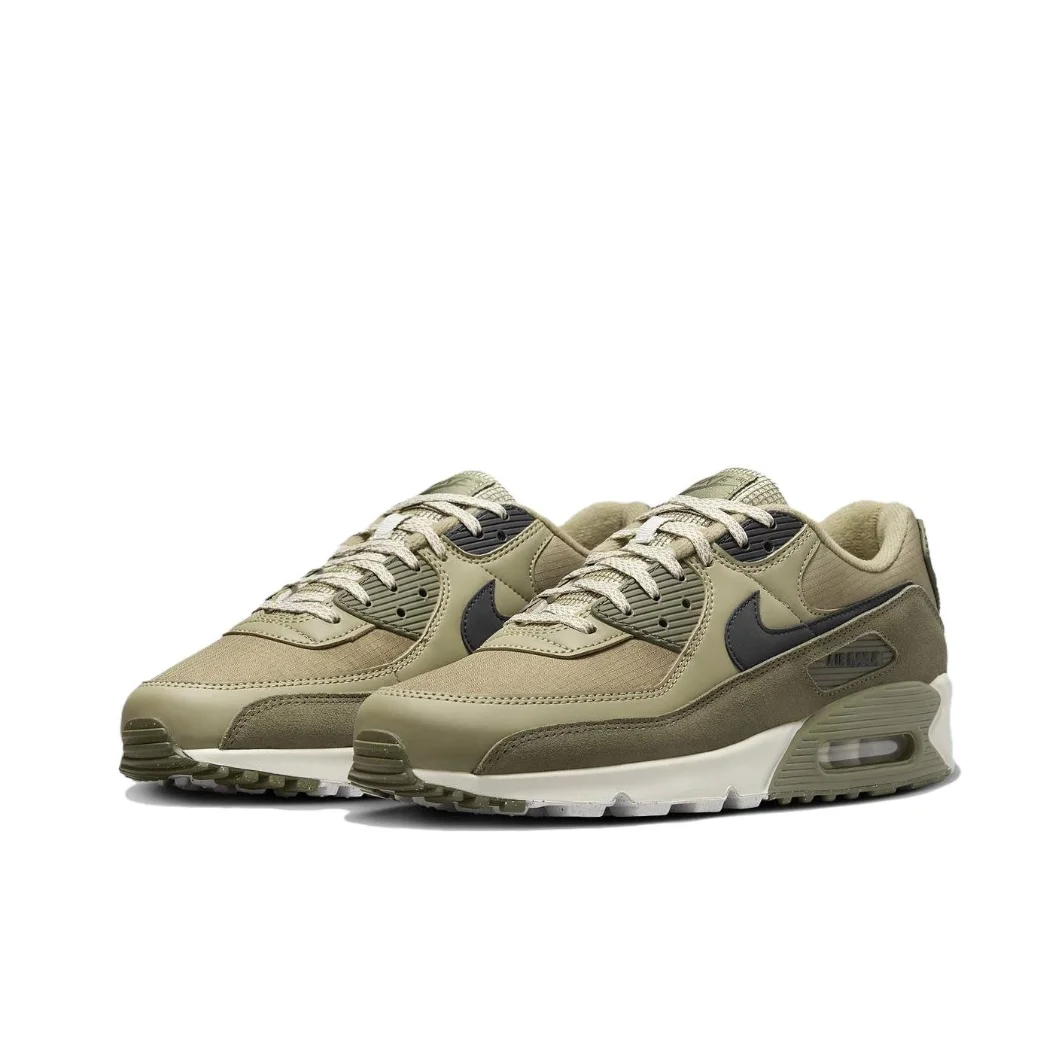 Nike New AIR MAX 90 Low Men's Sneakers Winter Breathable and comfortable casual shoes Anti-slip and wear resistant Green&Brown