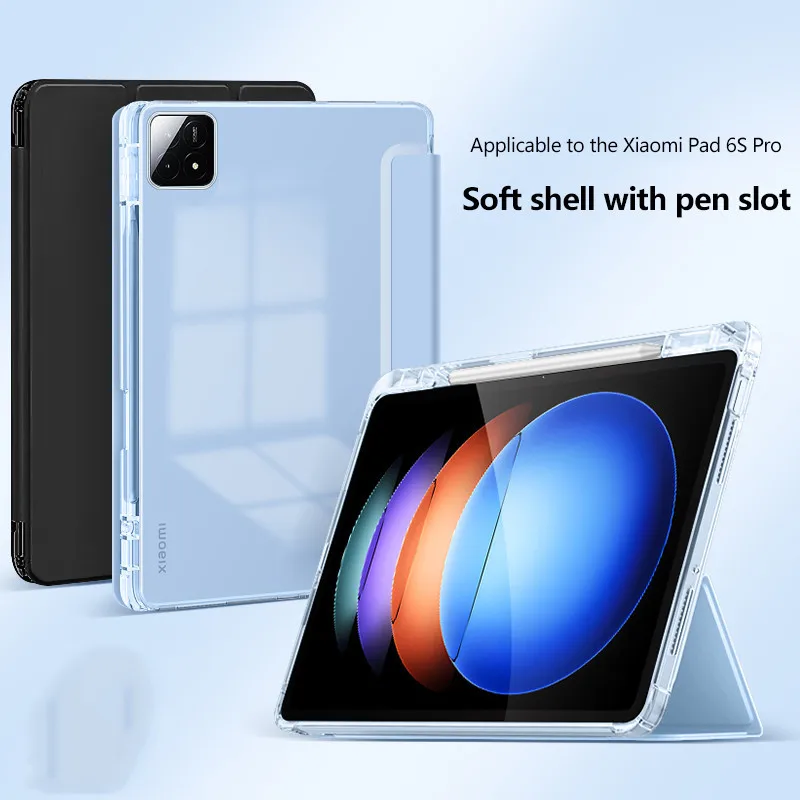 สำหรับ Xiaomi Pad 6S Pro 12.4นิ้ว2024 5 Pro 6 Pro 11 redmi Pad SE 11 Pad 10.61 AIRBAG โปร่งใสเคสป้องกันการตกพร้อมช่องใส่ปากกา