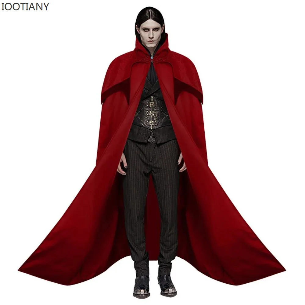 

CosplayHalloween Medieval Men's Role Playing Knight Pirate Costume Gothic Retro Hooded Stand Collar Cloak Vampire Robe Carnival