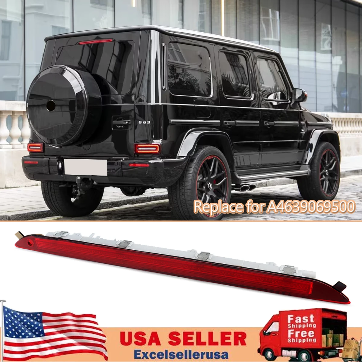 

For Mercedes Benz G-Class W463 W464 G550 2018-2026 LED Rear 3rd Third Brake Stop Light A4639069500 Light Bar Assembly Compatible