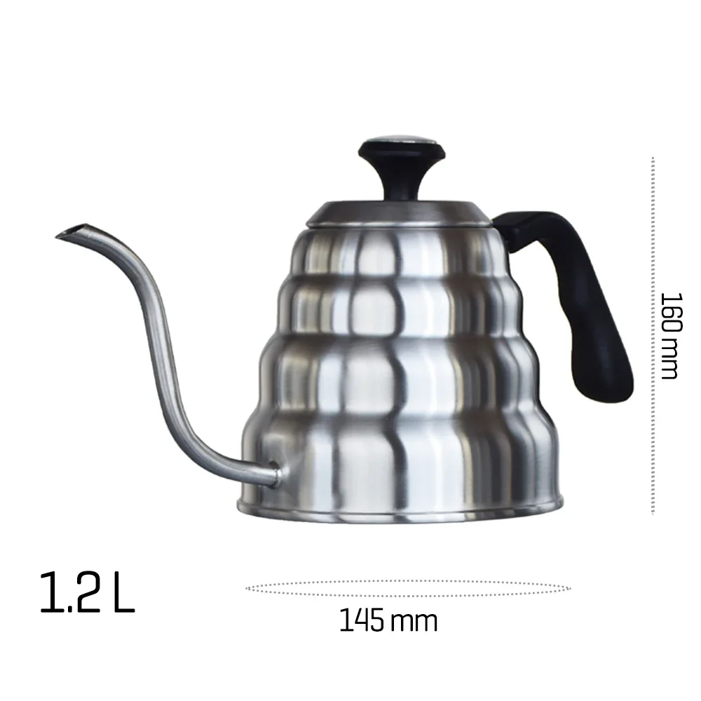 Kawa Kettle1L/1.2L ze stali nierdzewnej wlać dzbanek do kawy czajnik czajnik Drip z termometrem do kawiarni w biurze domowym