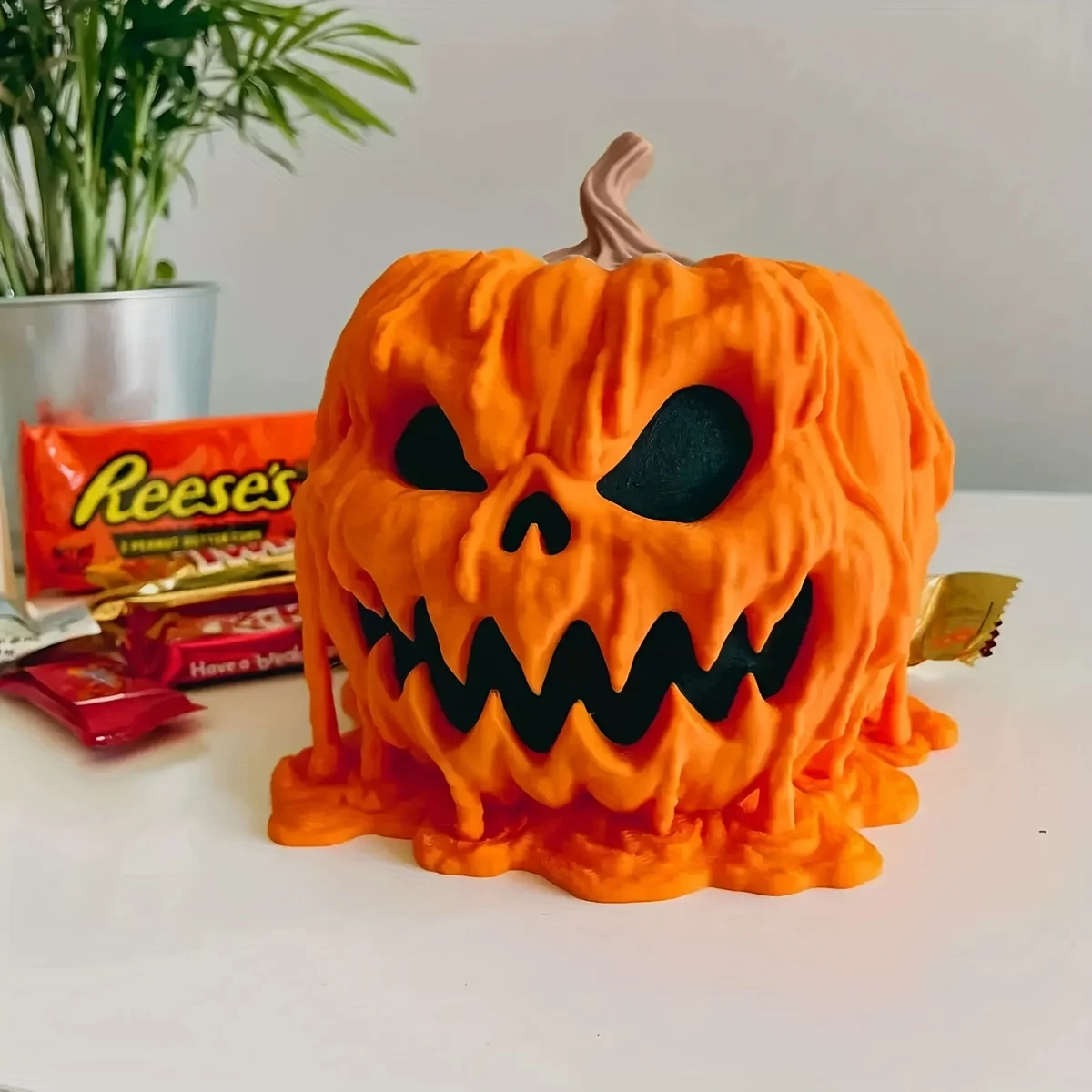 Halloween pumpkin head candy bowl resin craft ornament Chinese-style minimalist home decoration ornament