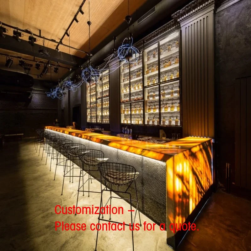 

custom.Luxury Resort Hotel Commercial Interior Customized Backlit Bar OEM/ODM With Equipment Illuminated LED Restaurant Basement