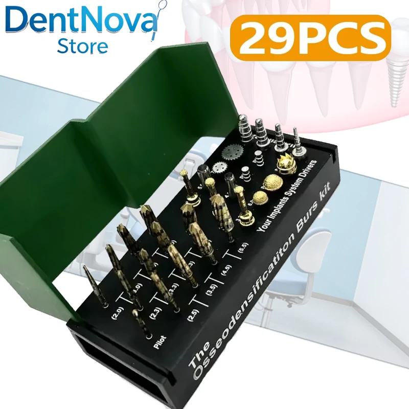 29pcs Surgical Implant System Osseodensification Burs Implant Drivers, Drills Sinus Lift Kit Dental Tool Set