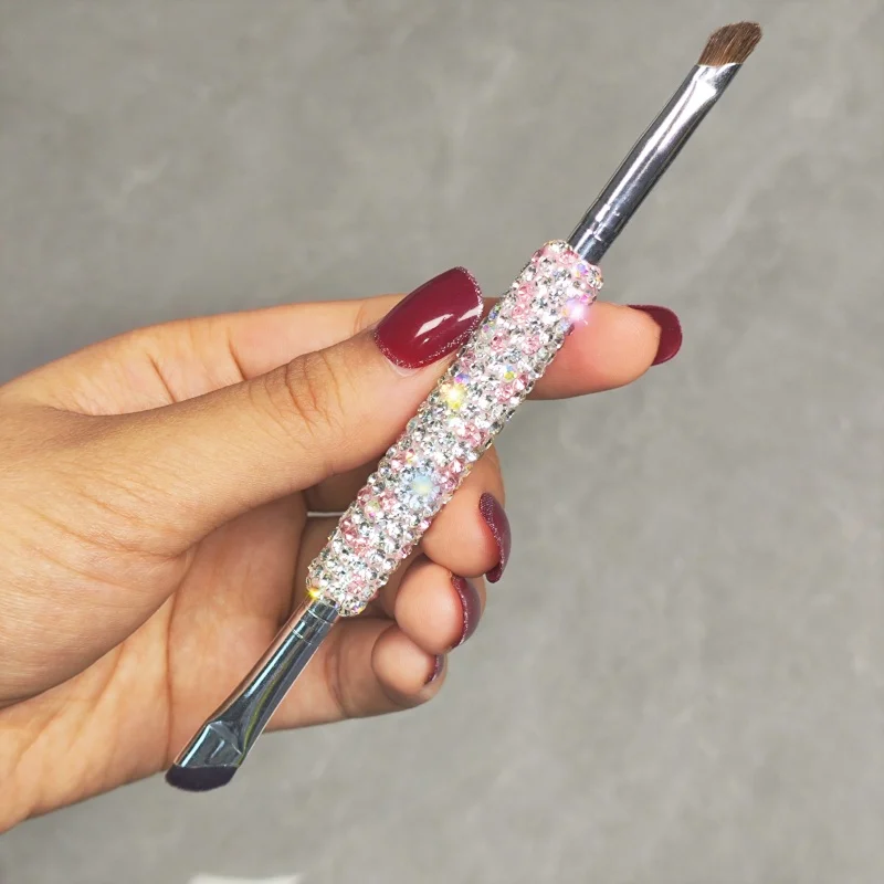 Luxury-lite double-ended eyeliner brush with artificial diamonds, multi-purpose eyeshadow brush, high arch eyebrow brush, creati
