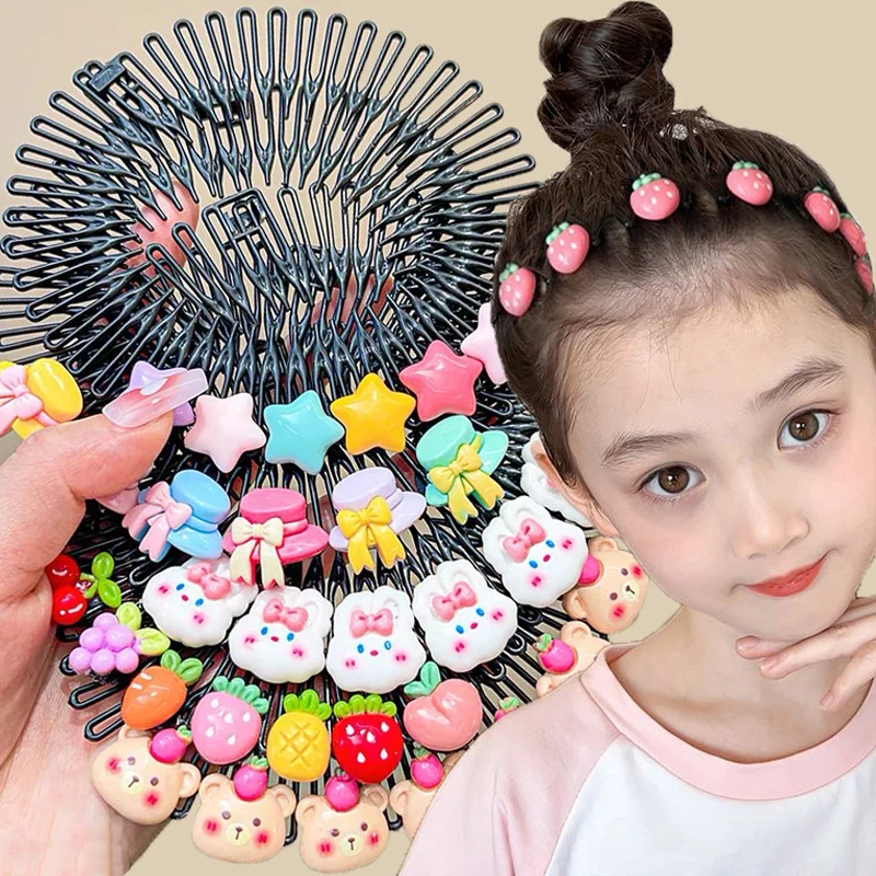 Cartoon Star Hair Combs Children Girls Non-slip Bangs Broken Hair Insert Comb Candy Color Sweet Wave Hair Hoop Hairpins Tools