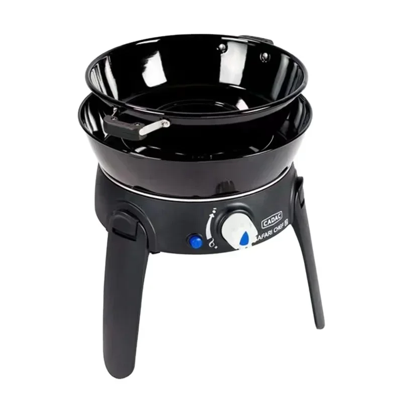 Barbacoa de gas todo en uno Cross BorLuxury con una gran superficie de cocción de 46 cm, la potente parrilla de barbacoa de gas con quemador de acero inoxidable