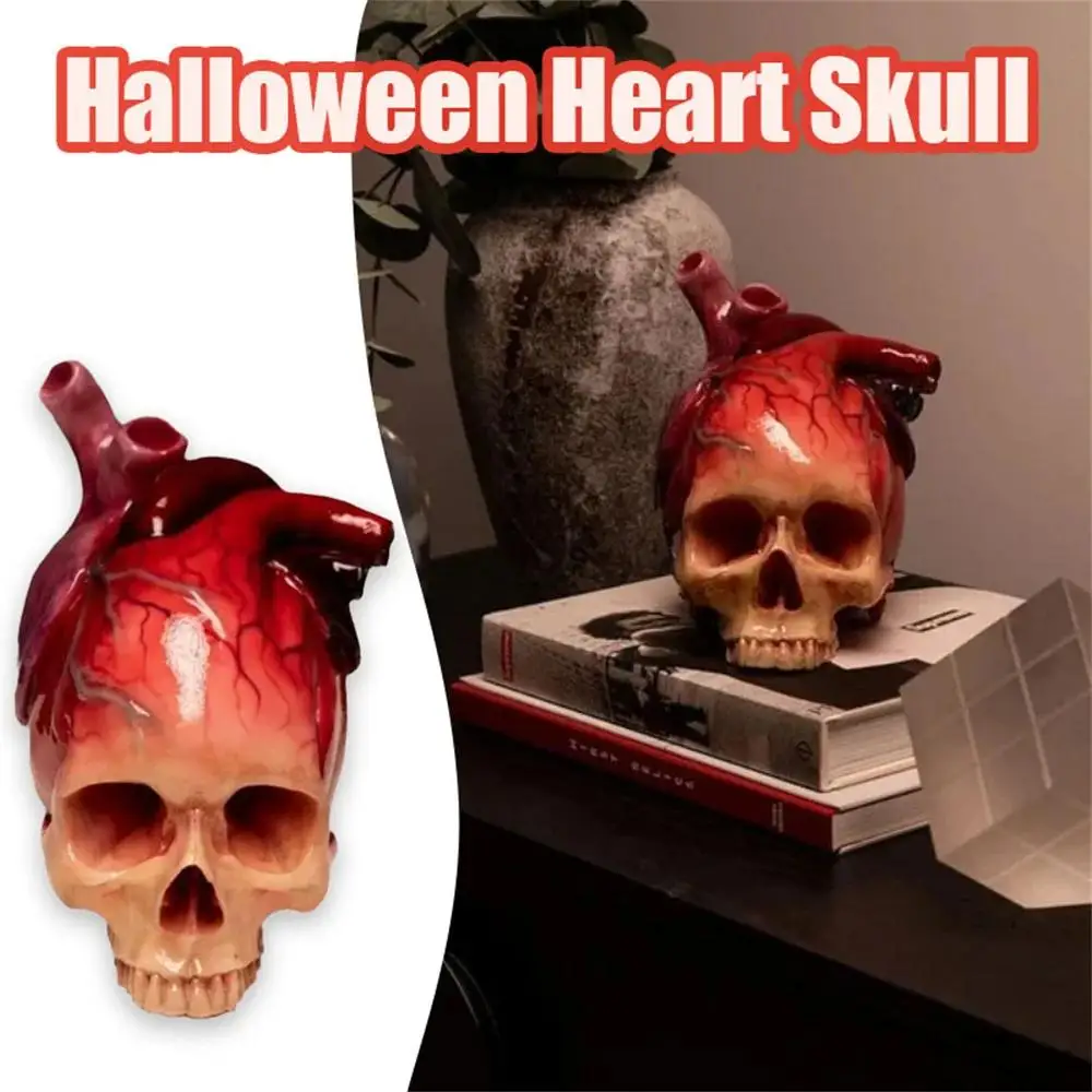 Heart Skull Halloween Heart Skull Horror Ornaments Telltale Heart Skull Creative Realistic Human Heart Skull Statue