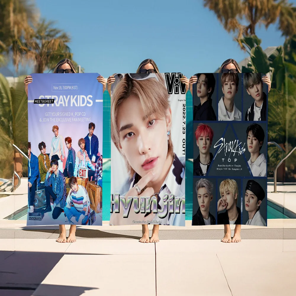 Music S-Stray Kids Beach Towels Shower Towel Sauna Travel Spa Microfiber Quick Dry Gym Accessories Cute Room Decor