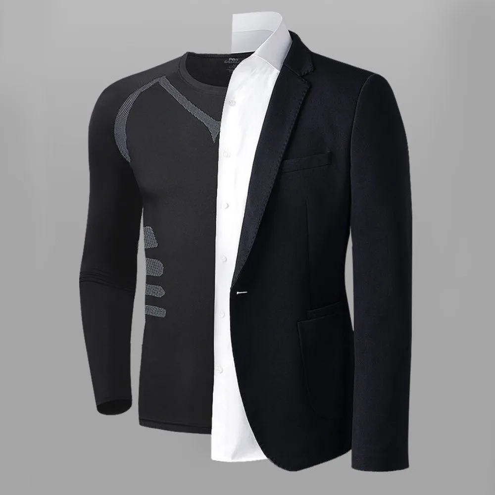 

2PCS Set Quick-drying Men's Ski Thermal Underwear Tight-fitting Soft Fleece Fitness Suit Comfortable Elastic Tops Pants Set