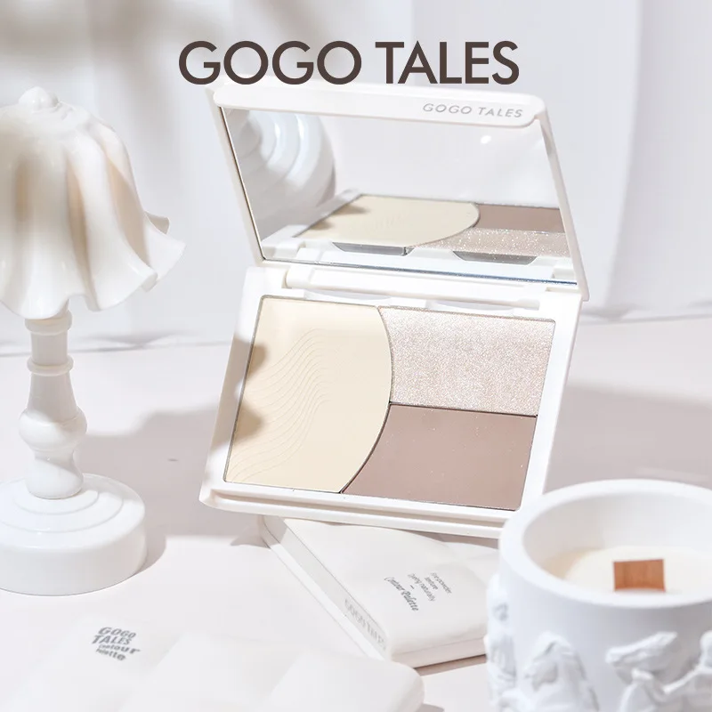 Palete de iluminador de contorno GoGOTales natural de longa duração fosco perolado cosméticos faciais