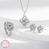 Solitaire Lab Diamond Jewelry set 925 Sterling Silver Party Wedding Rings Earrings Necklace For Women Bridal Moissanite Jewelry