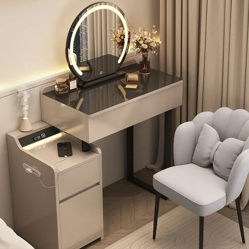 Heap Minimal Luxury Dressing Table Cabinet Storage Light Texture Wood Dressing Table Chair Essentials CCoiffeuse Furniture