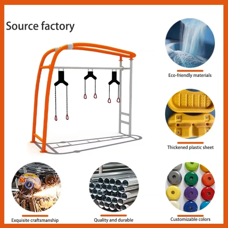 Barra de pull-up integrada com instrutor de suspensão, equipamento de fitness ao ar livre personalizado para exercícios de escalada multifuncionais.