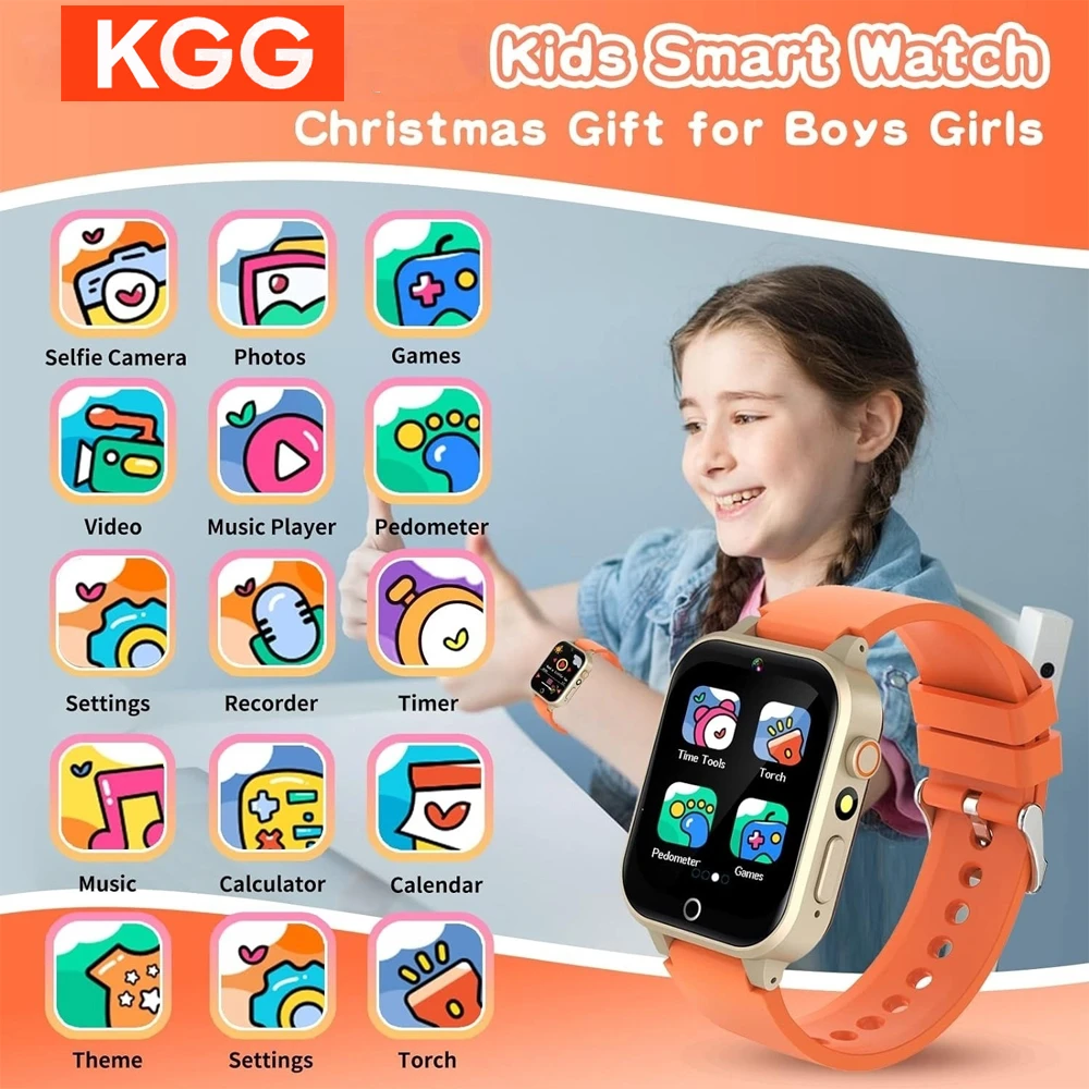 KGG Kids Smart Watches For Girls Boys 26 Games Touch Screen  Camera Pedometer Video MP3 Alarm Kids Digital Watch Birthday Gift