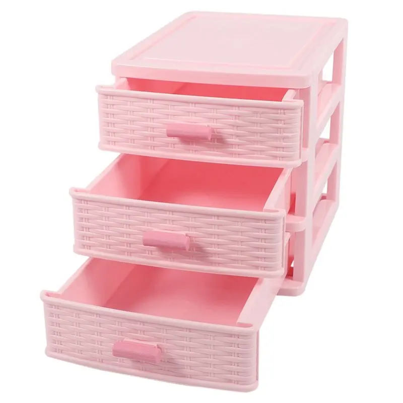 【ALLOWANCE】6X Plastic Drawer Designed 3 Compartment Jewelry Storage Box Pink