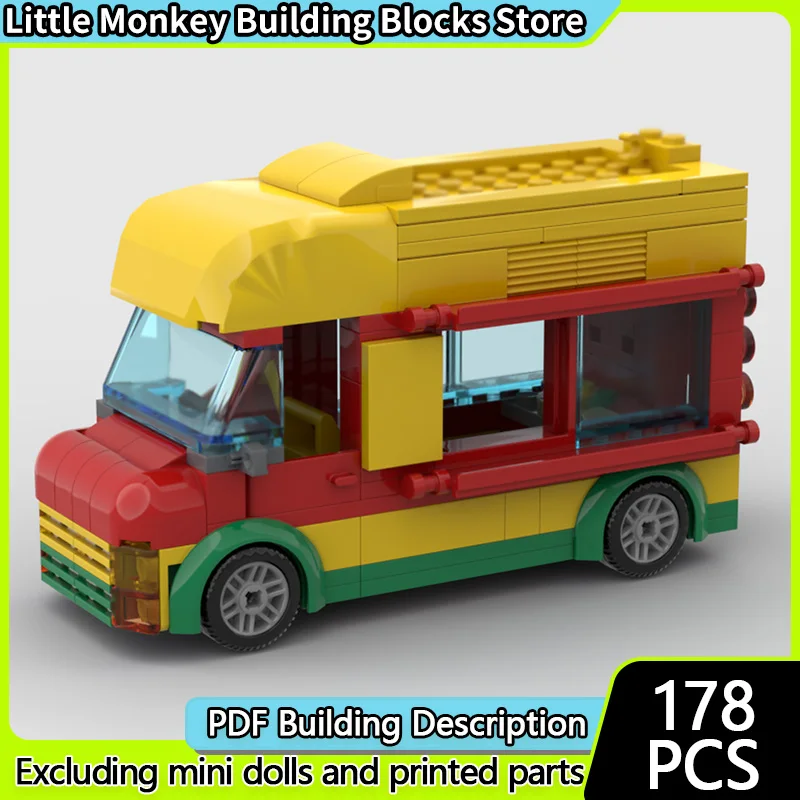 City Car Model MOC Building Bricks City Mobile Food Cart Modular Technology Children Holiday Gifts Assemble Toys Suit