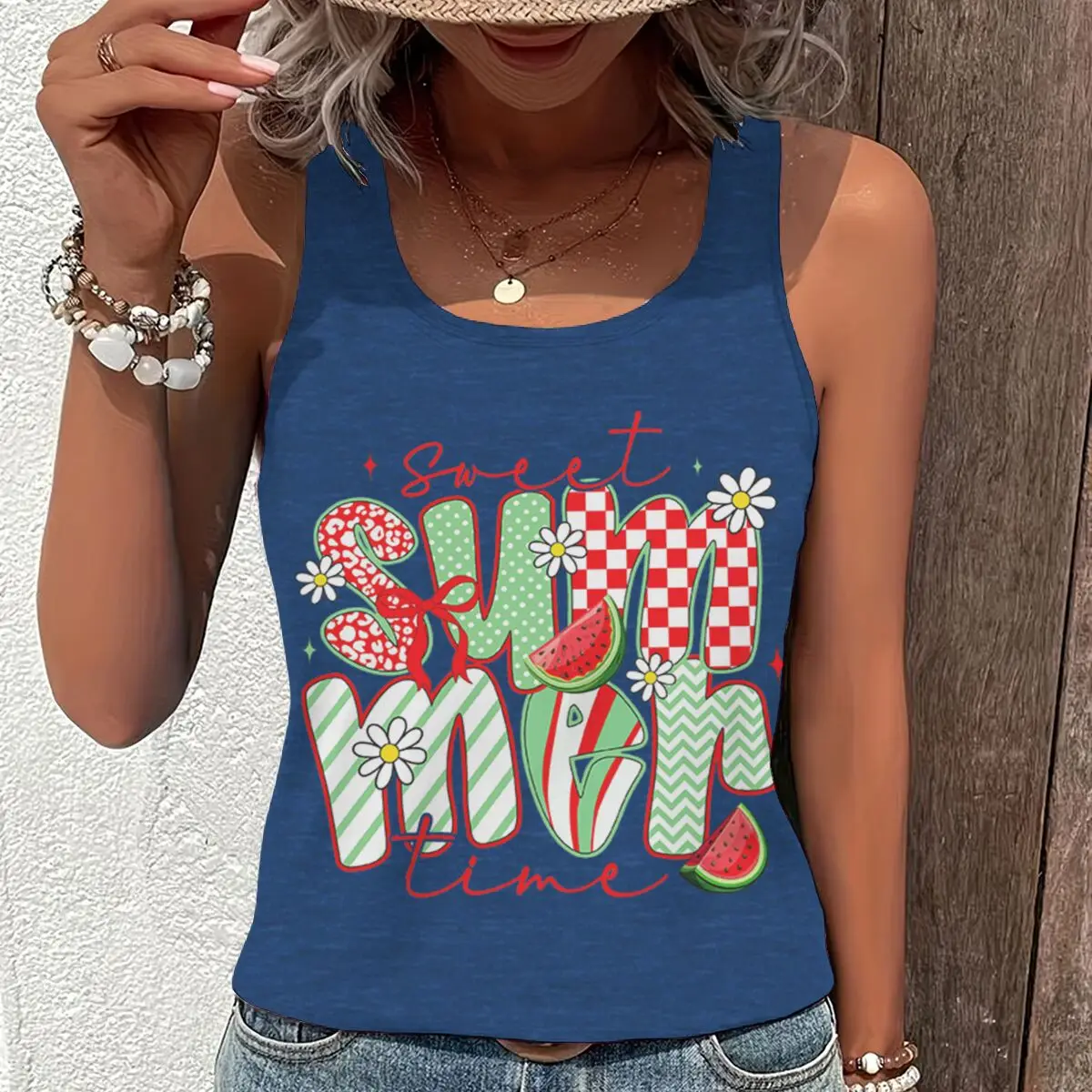 Sweet Summer Time Watermelon Beach Vacation Clothes For Women Sleeveless Graphic Tee Tank Tops 2026 Summer Casual Camisole