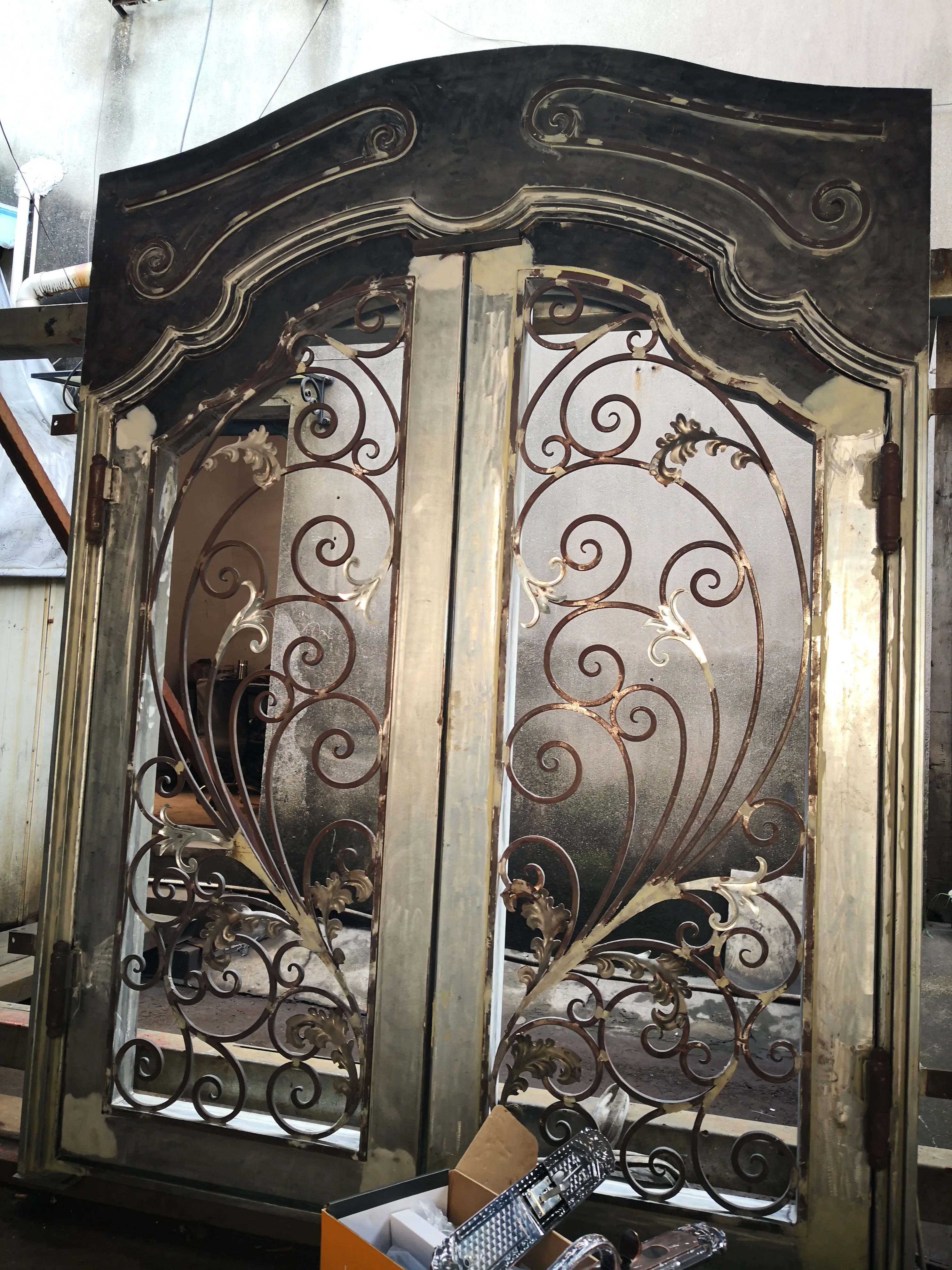 Custom Iron Door For Home French Steel Glass Wrought Aluminum Driveway Gates Outdoor Front Double Entry Single